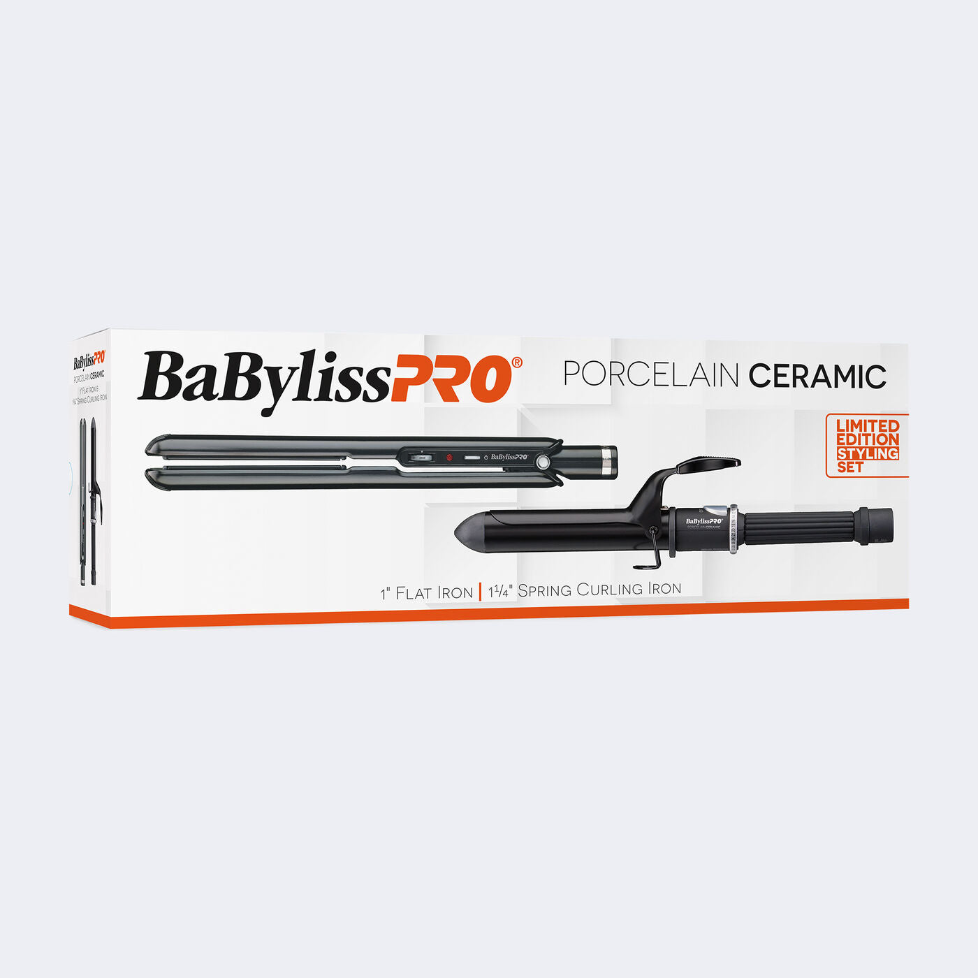 BaBylissPRO® Porcelain Ceramic 1" Straightening Iron & 1¼" Spring Curling Iron image 0