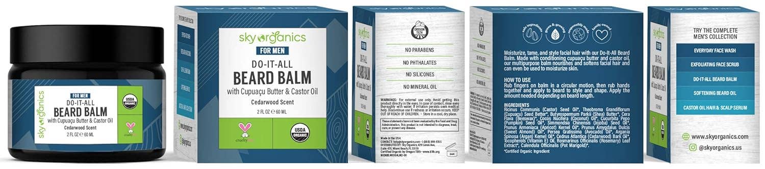 Do-it-all Beard Balm for Face,  - Cedarwood 2 Oz.