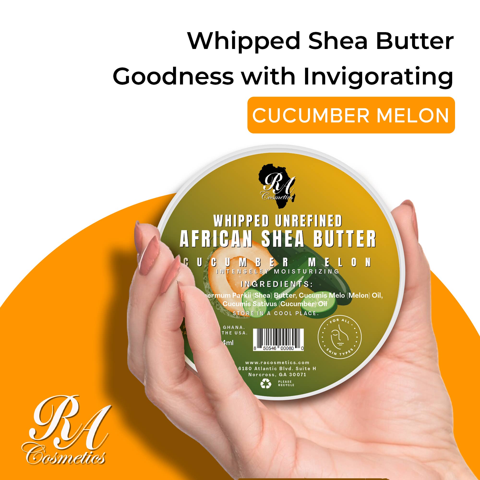 Whipped African Ivory Shea Butter, Cucumber Melon - 12oz