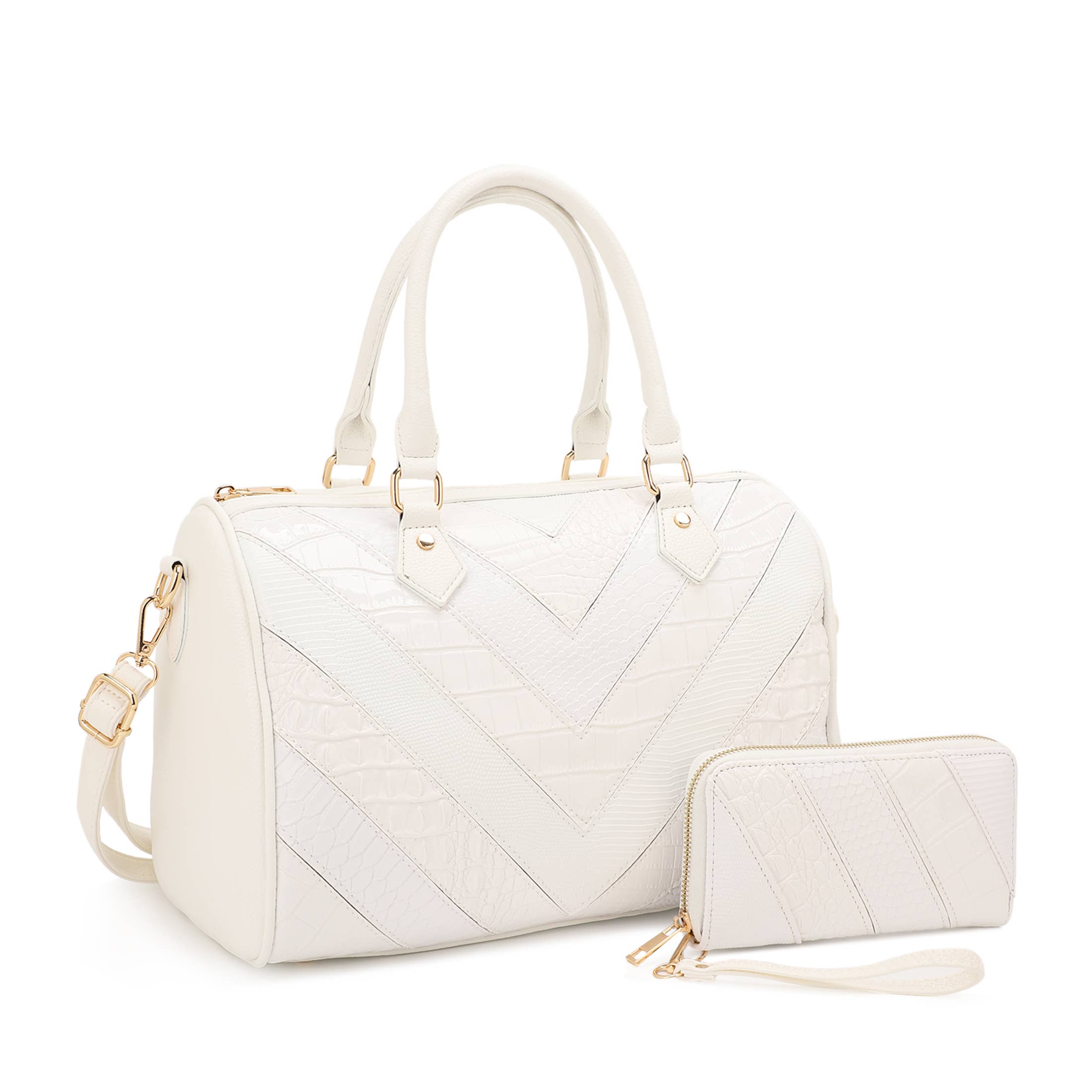 GEORGINA SHINY PATCHWORK BOSTON  BAG  WITH WALLET