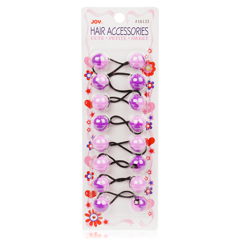 Joy Twin Beads Ponytailers Purple 20mm 8ct