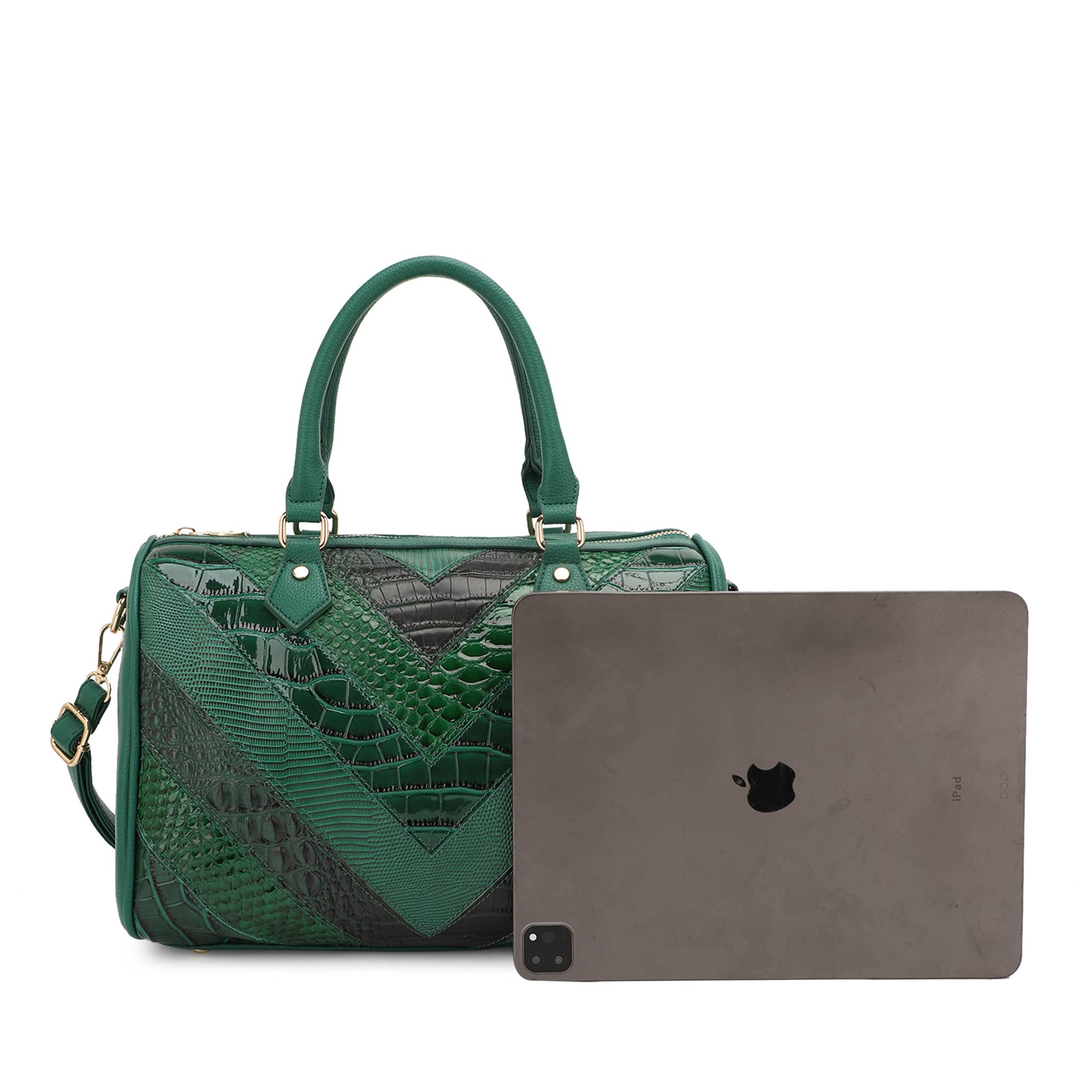 GEORGINA SHINY PATCHWORK BOSTON  BAG  WITH WALLET