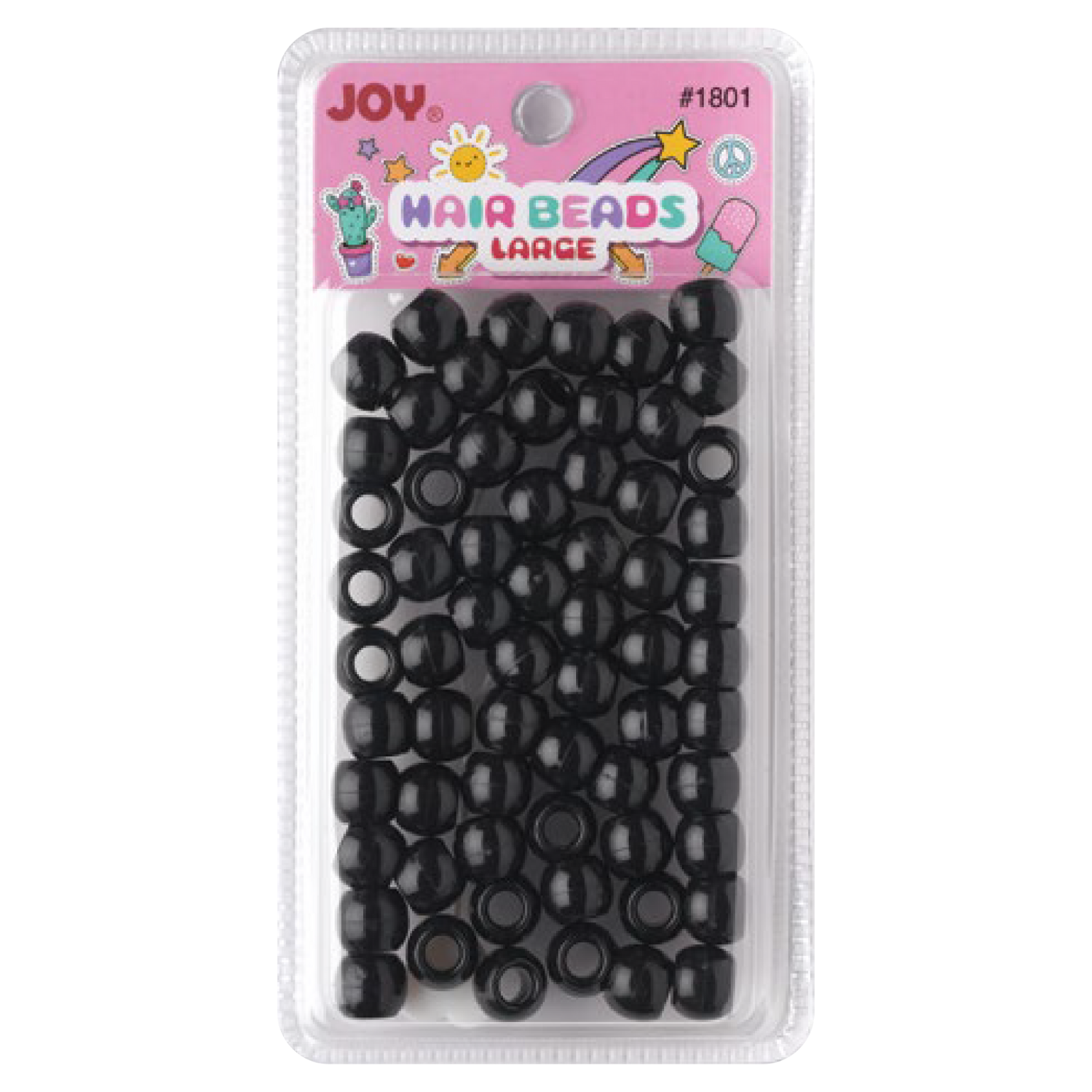 Joy Large Hair Beads 60Ct Black