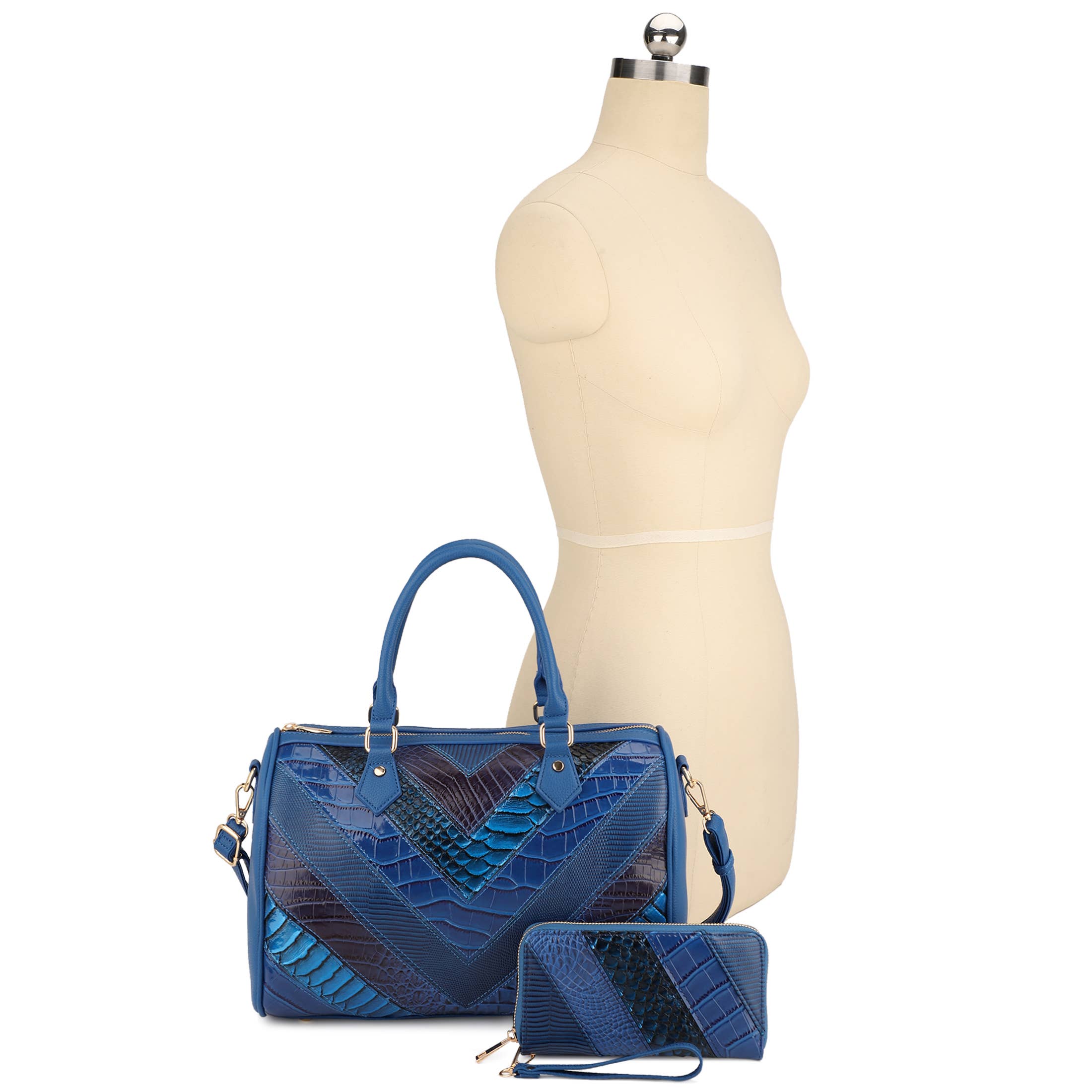 GEORGINA SHINY PATCHWORK BOSTON  BAG  WITH WALLET