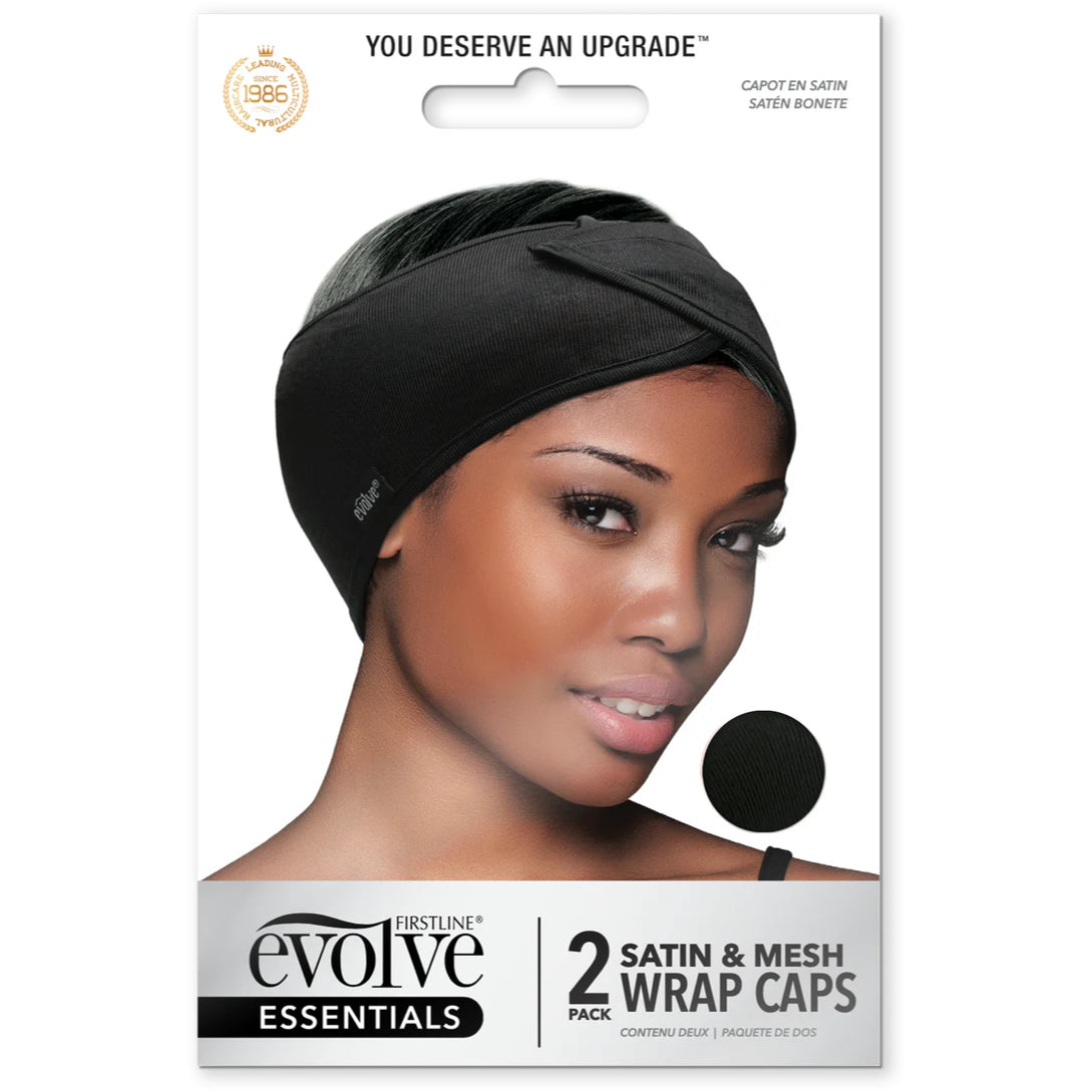 EVOLVE® Satin & Mesh Wrap Cap 2-Pack Black #8060 image 0