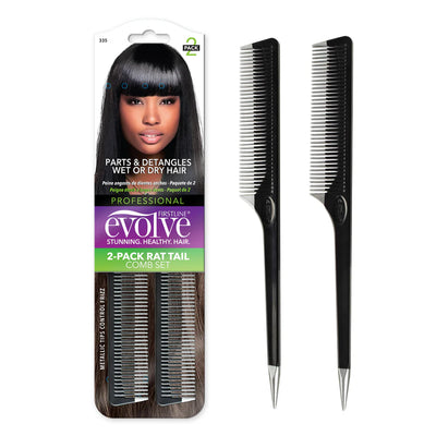 EVOLVE® Rat Tail Comb W/Metallic Tip 2-Pack #335