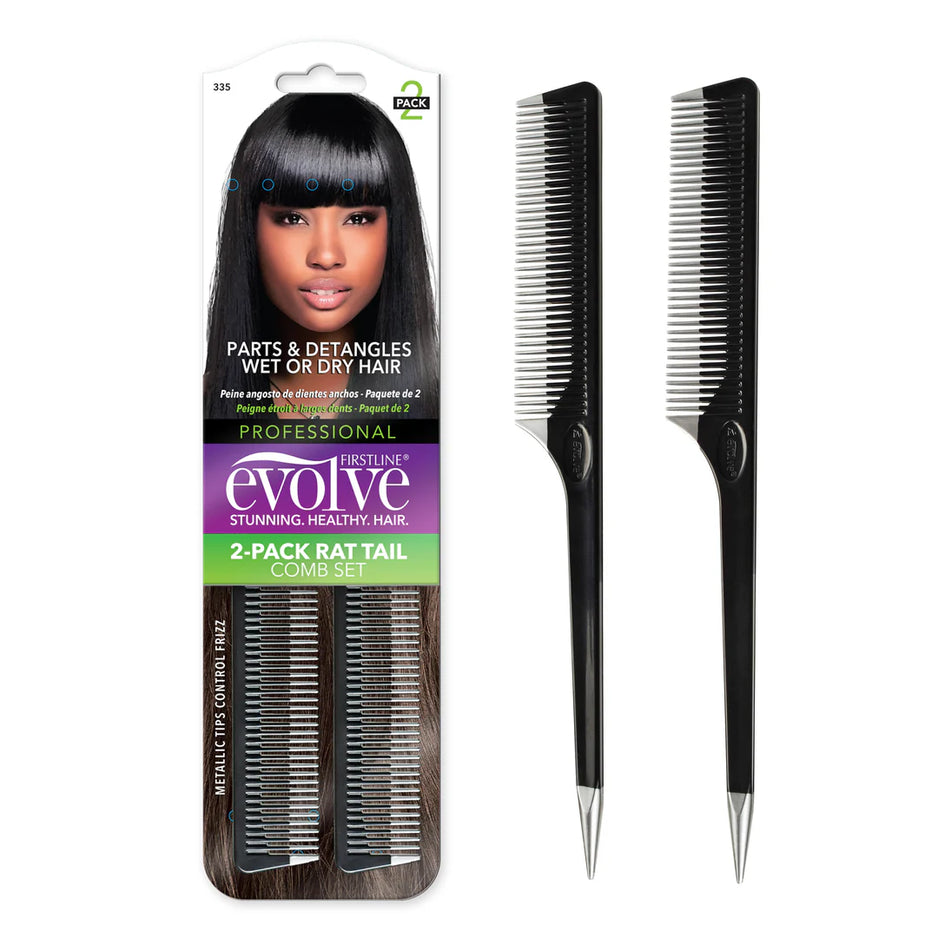 EVOLVE® Rat Tail Comb W/Metallic Tip 2-Pack #335