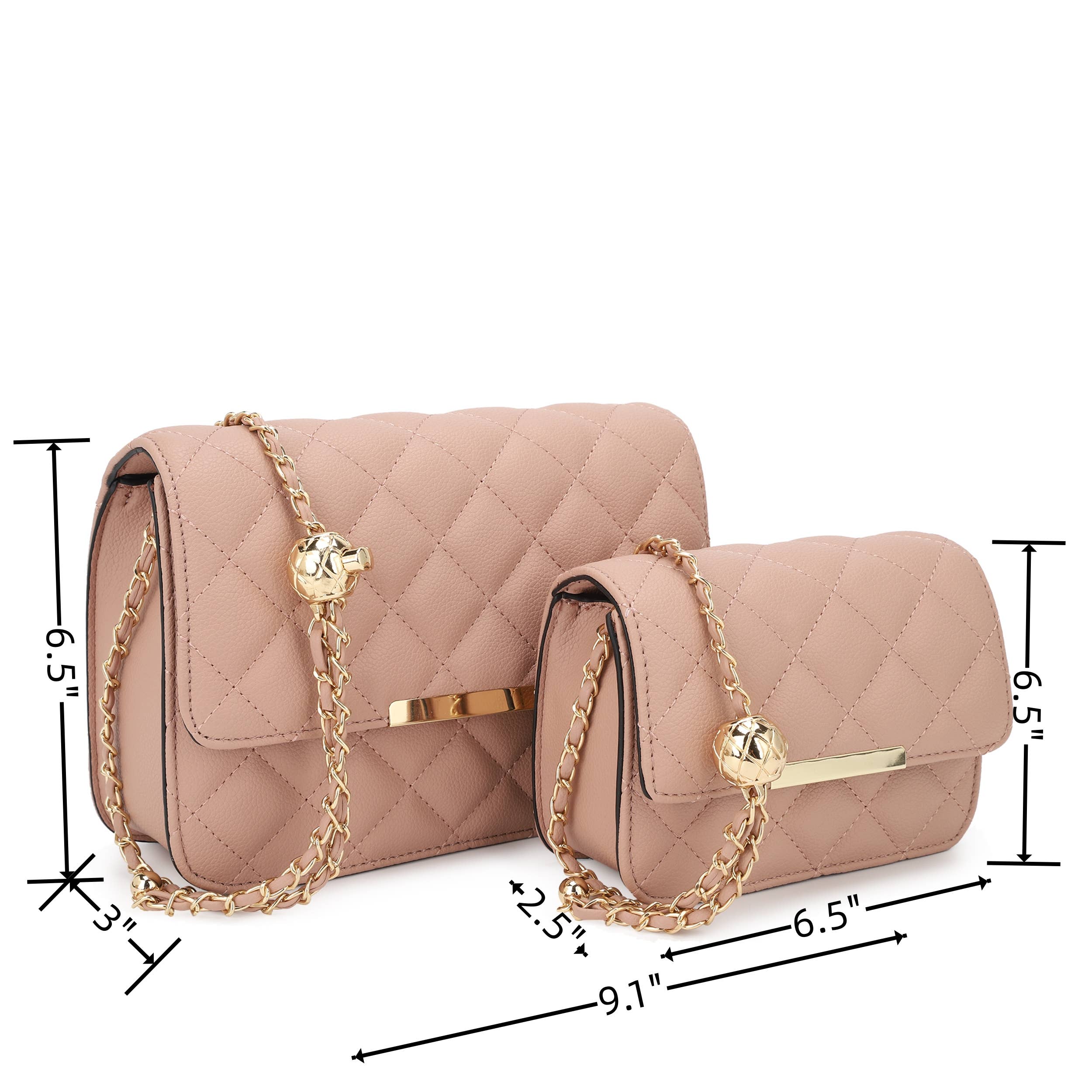 Melody 2-in-1 Crossbody Bag with Adjustable Gold Ball Chain