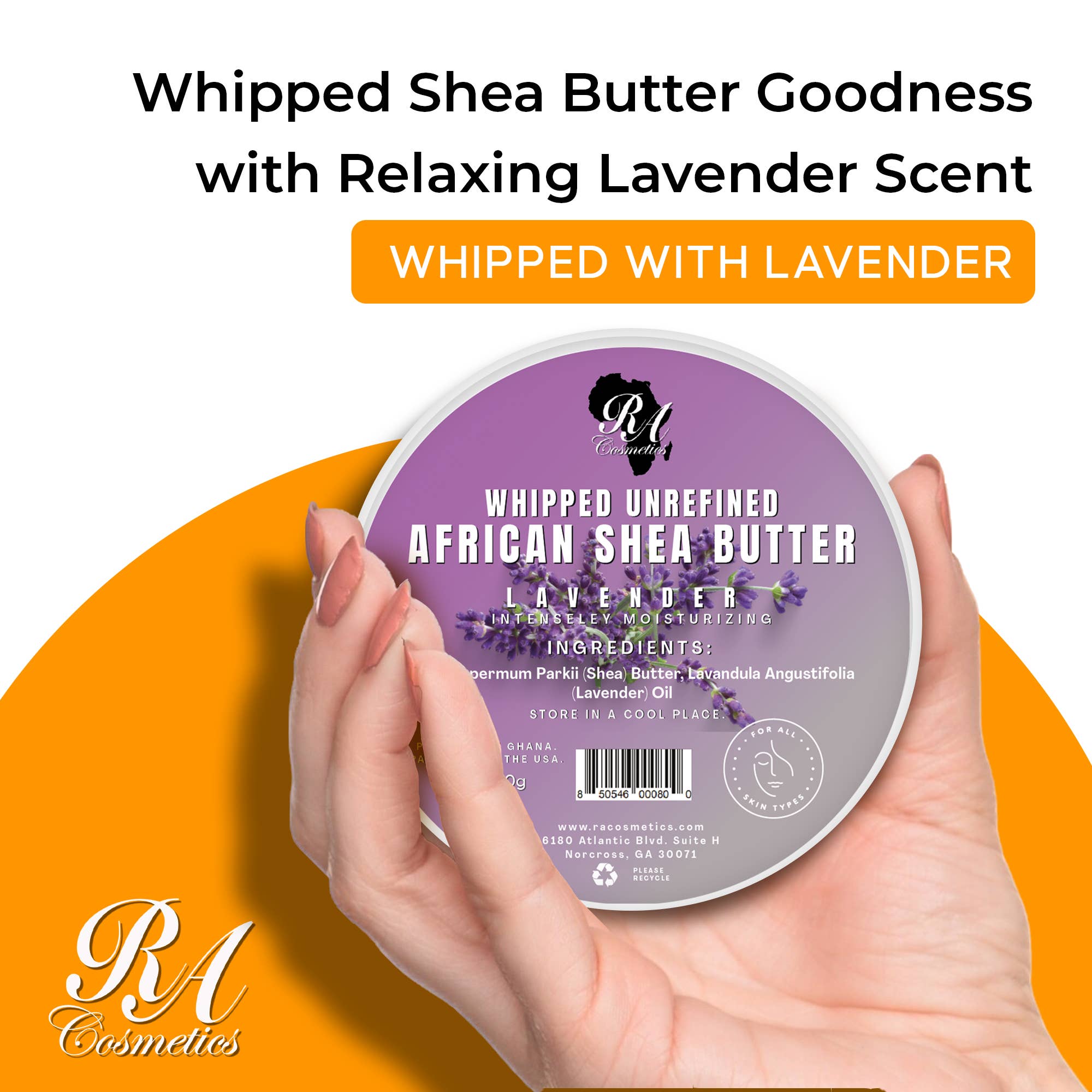 Whipped African Ivory Shea Butter, Lavender - 12oz