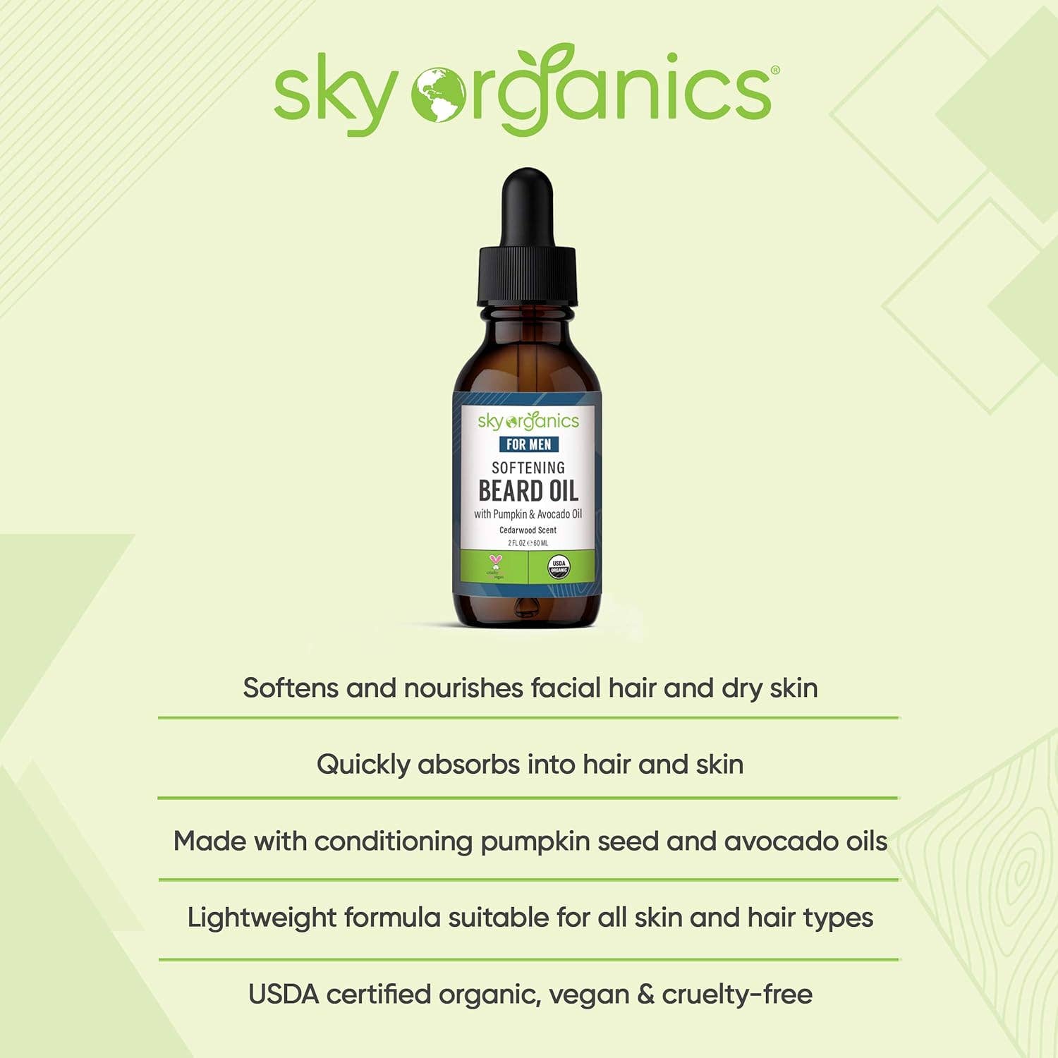 Organic Softening Beard Oil for Face, Cedarwood - 2 fl.oz