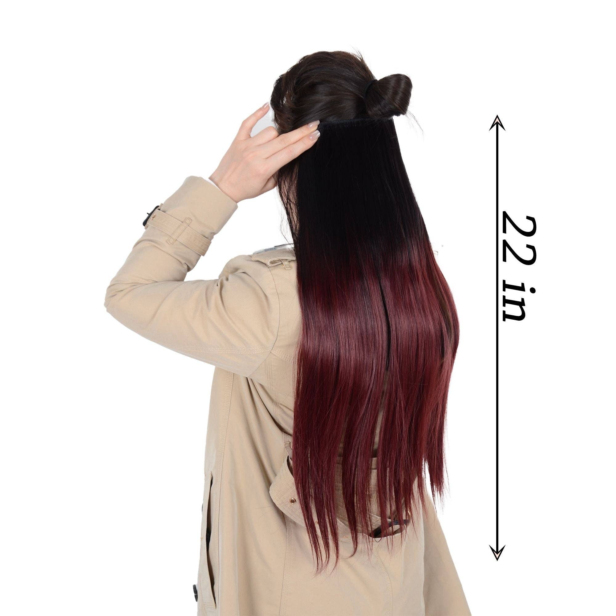 22" Long Straight Natural Hair Extensions Invisible Clip-ins