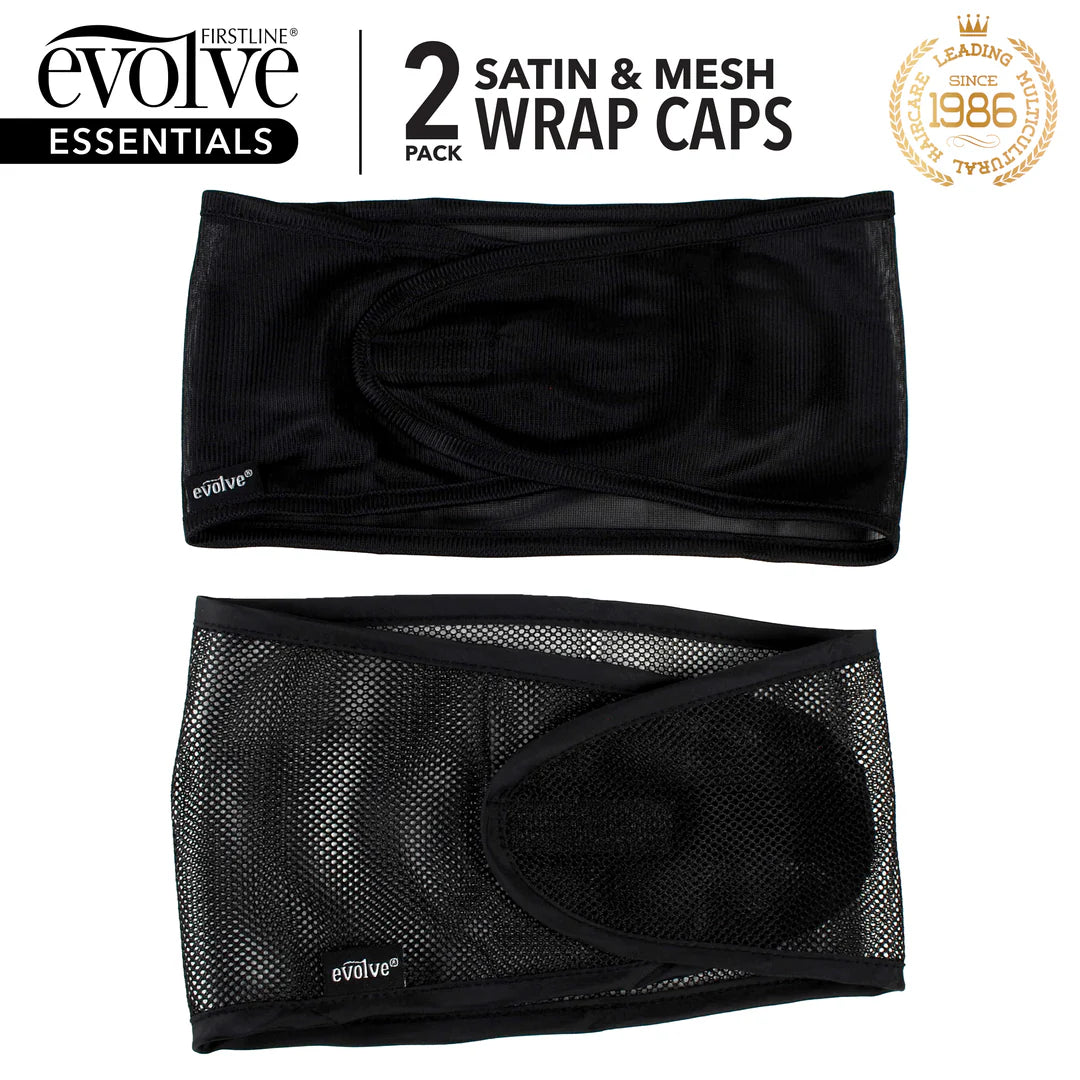 EVOLVE® Satin & Mesh Wrap Cap 2-Pack Black #8060 image 1