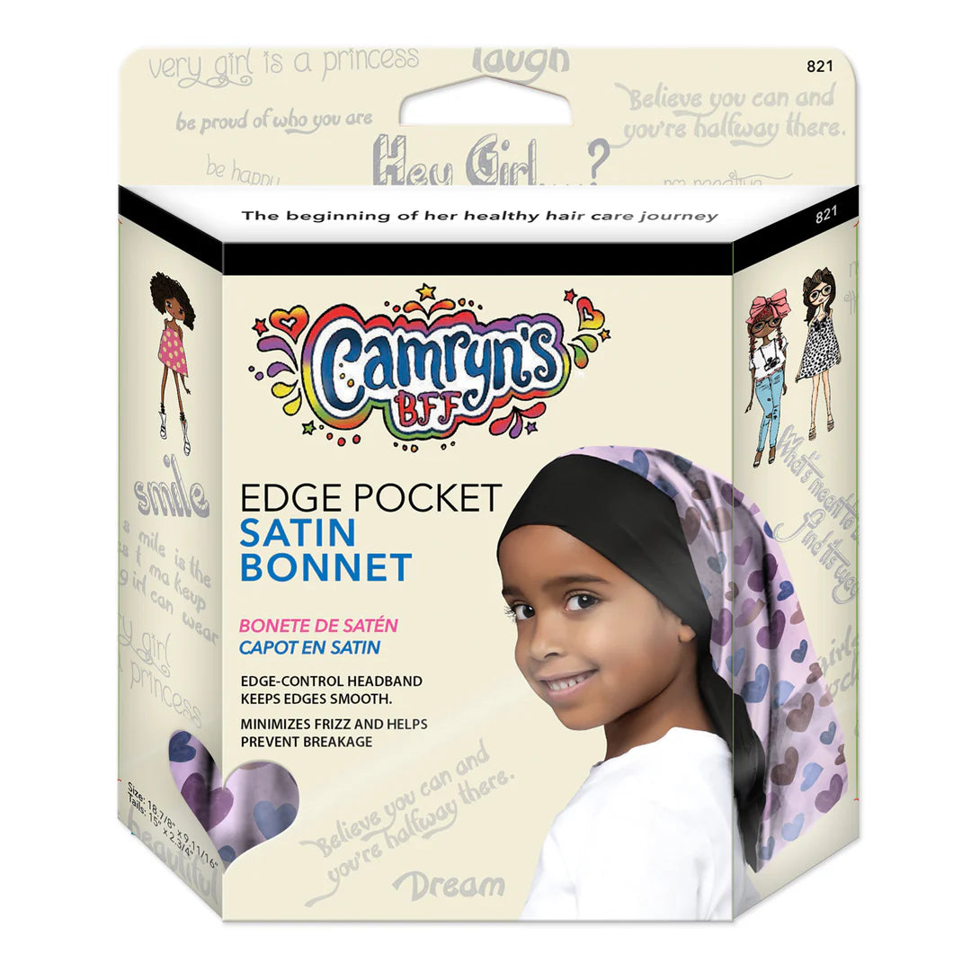 CAMRYN'S BFF® Satin Edge Pocket Bonnet Pastel Hearts #821 image 0