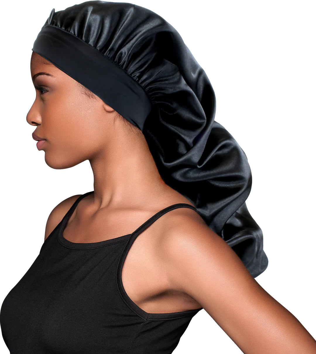 EVOLVE® LUXE Satin Wide-Edge Braid Bonnet Black #1680 image 2