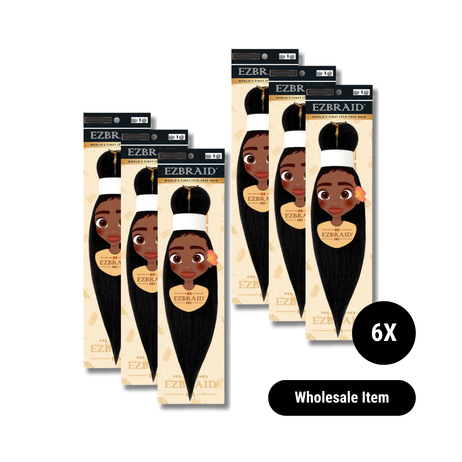 Hairland® Kids EZBraid 2X #1 PACK 6 Wholesale Item