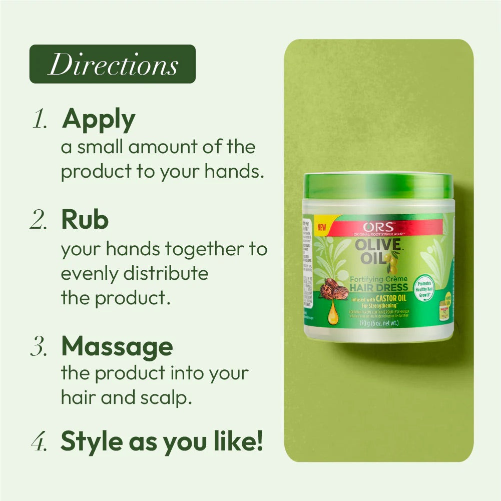 ORS Olive Oil Fortifying Creme Hair Dress Infused with Castor Oil for Strengthening