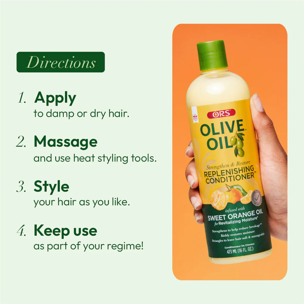 ORS Olive Oil Strengthen and Nourish Replenishing Conditioner Infused with Sweet Orange Oil For Revitalizing Moisture
