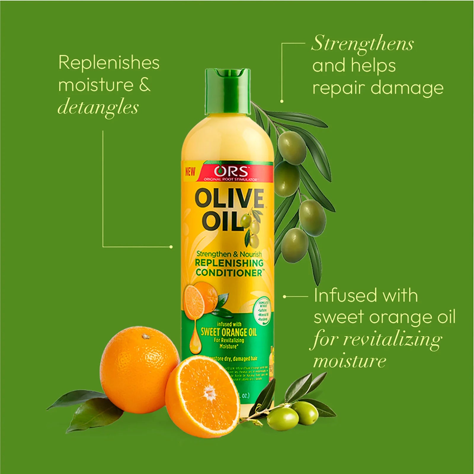 ORS Olive Oil Strengthen and Nourish Replenishing Conditioner Infused with Sweet Orange Oil For Revitalizing Moisture