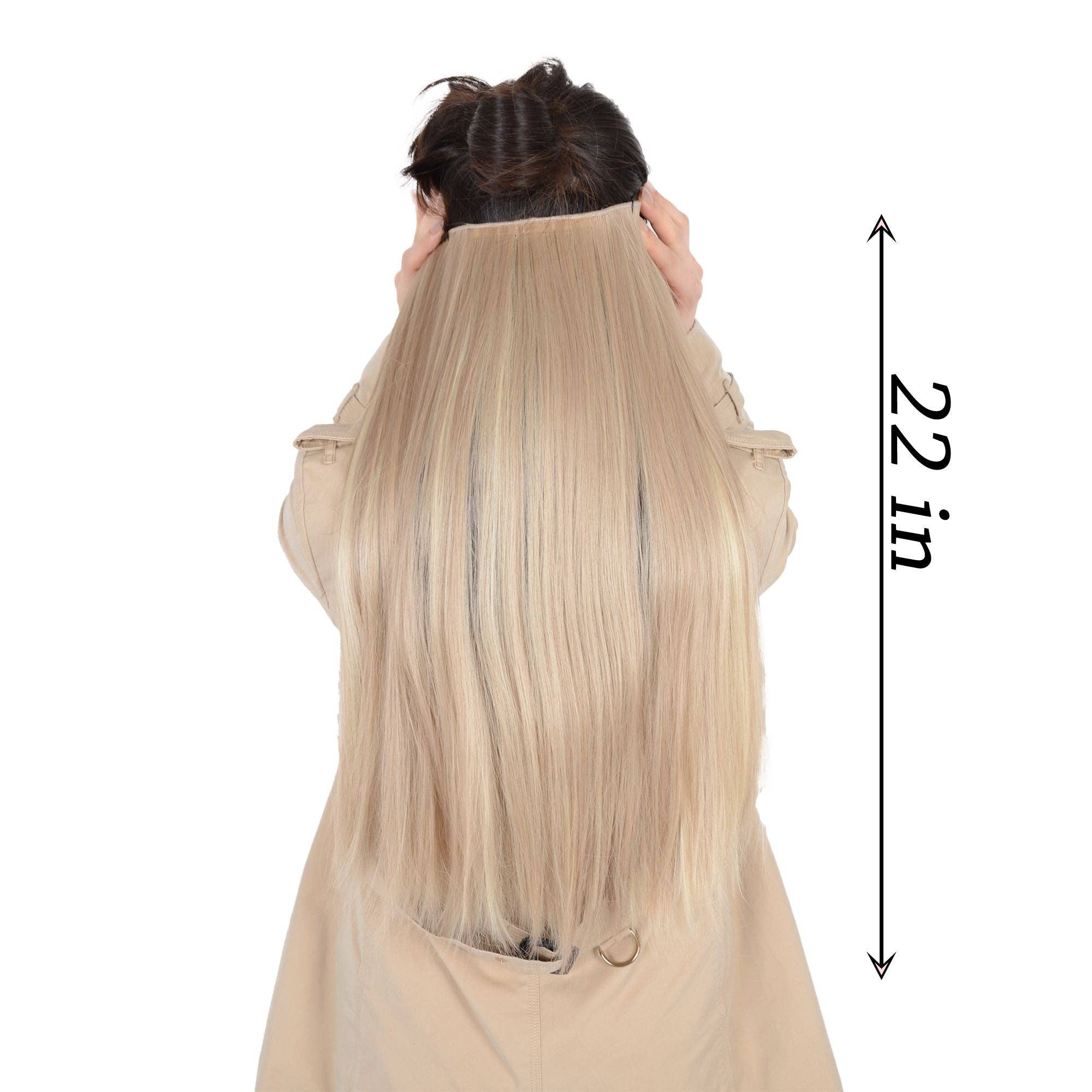 22" Long Straight Natural Hair Extensions Invisible Clip-ins