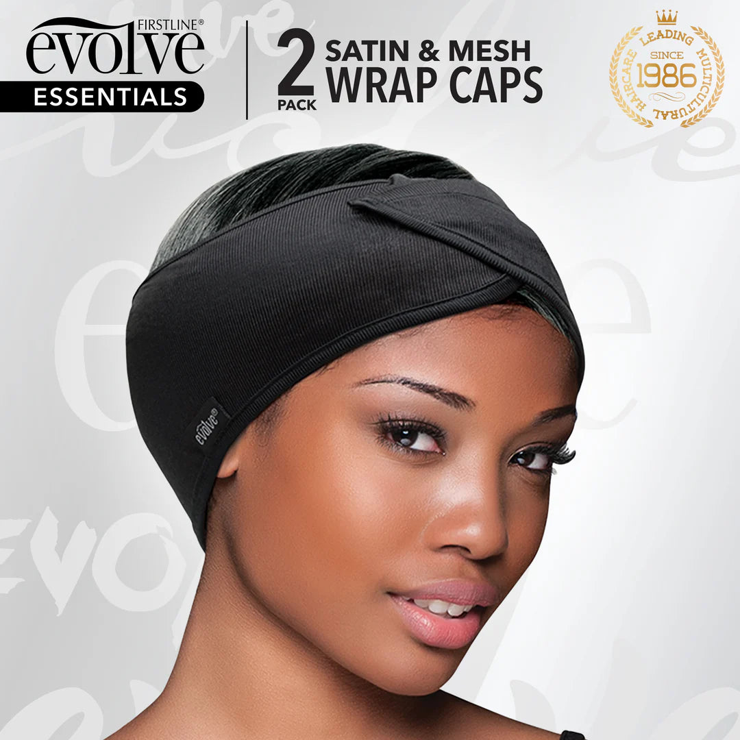 EVOLVE® Satin & Mesh Wrap Cap 2-Pack Black #8060 image 2