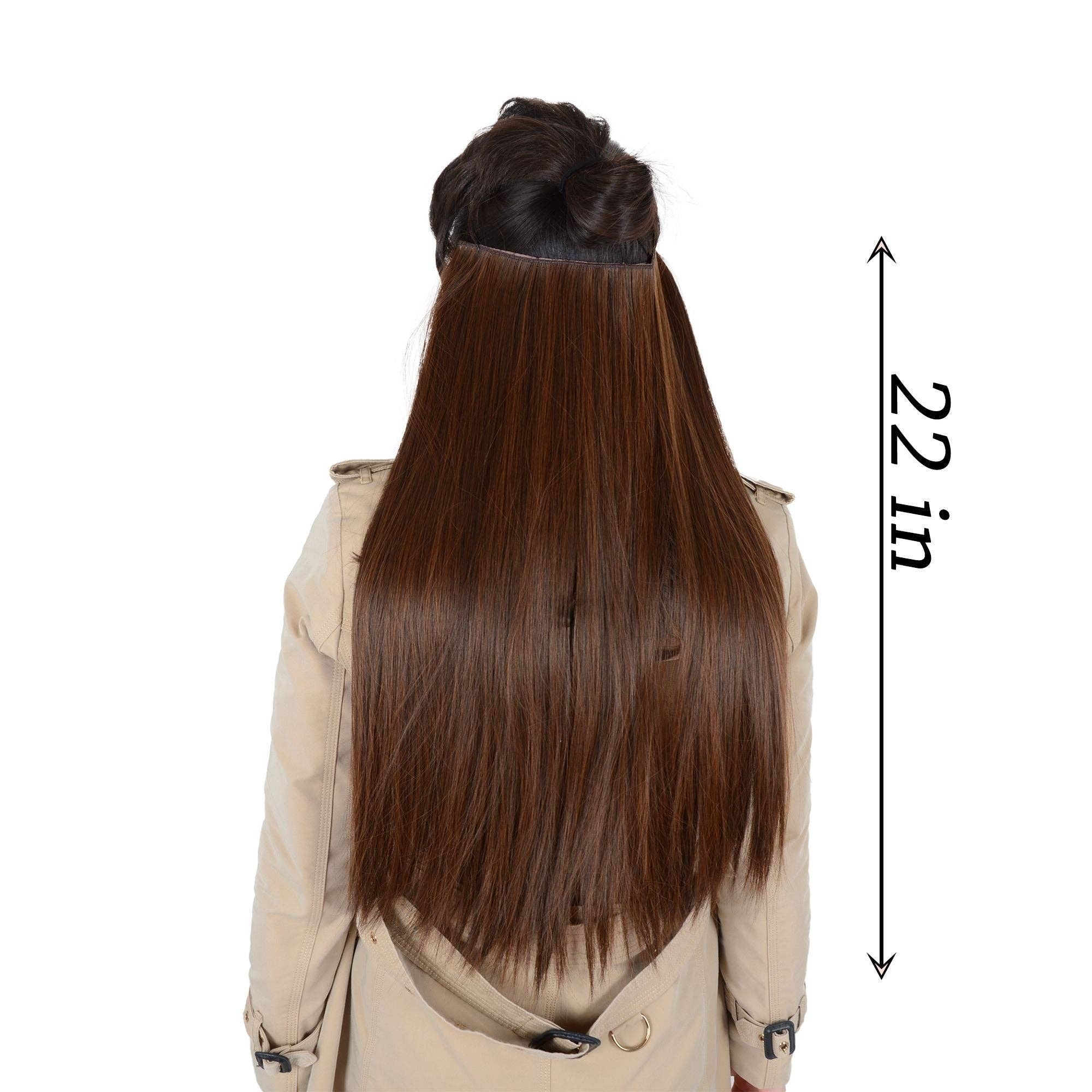 22" Long Straight Natural Hair Extensions Invisible Clip-ins
