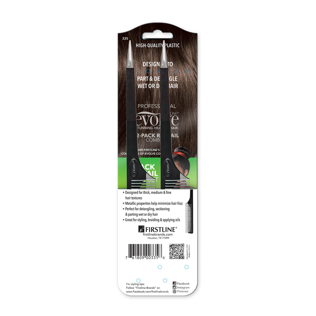EVOLVE® Rat Tail Comb W/Metallic Tip 2-Pack #335 image 1