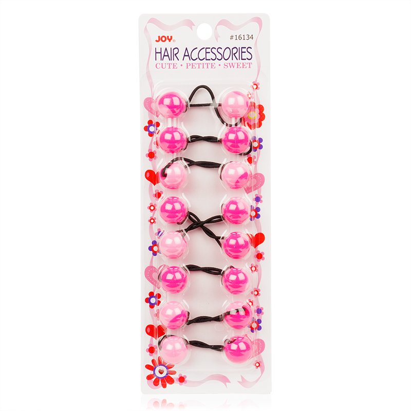Joy Twin Beads Ponytailers Pink 20mm 8ct