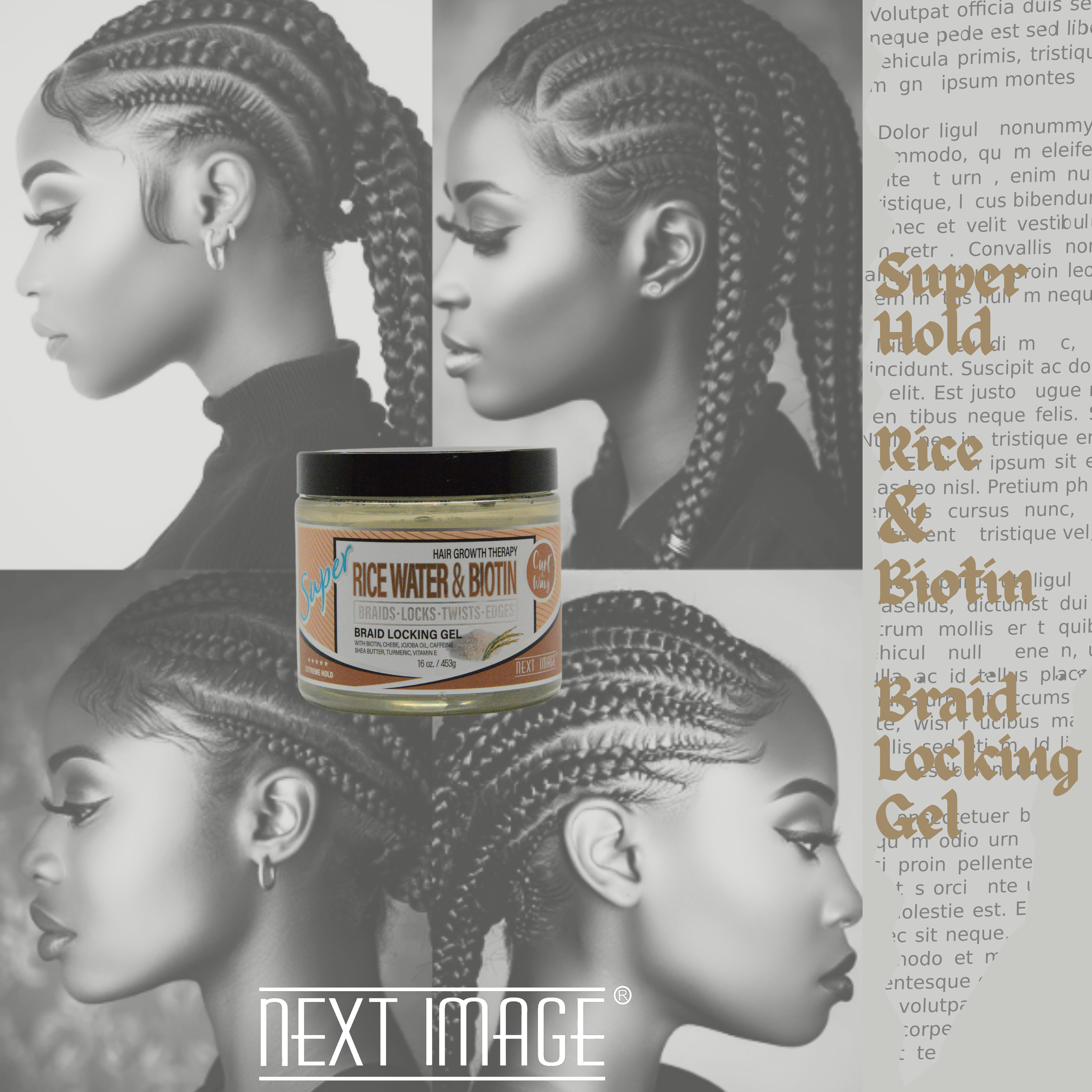NEXT IMAGE - Braid Locking Gel Super Hold + Rice Water